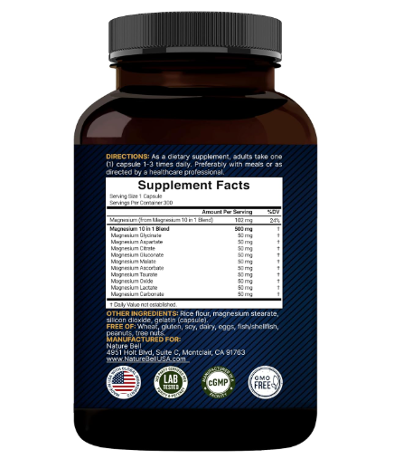 NatureBell Magnesium Complex 500 mg – 300 Cápsulas