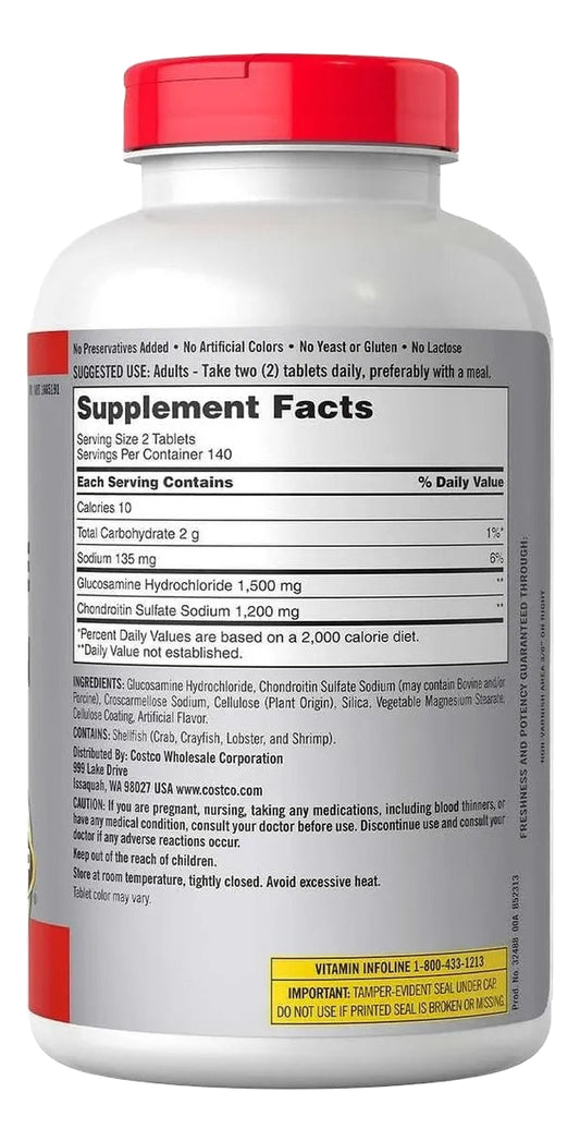 Glucosamine 1500 mg + Chondroitin 1200 mg – Kirkland Signature (280 Tablets)
