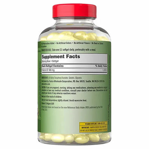 Kirkland Signature Vitamina E 180 mg (400 IU)