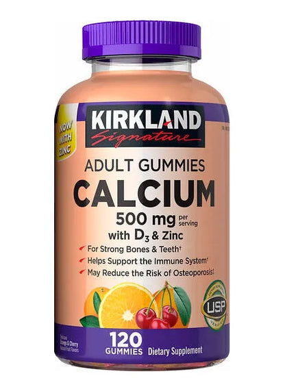 Kirkland Signature Calcium 500 mg + Vitamina D3 & Zinc (Gomitas)