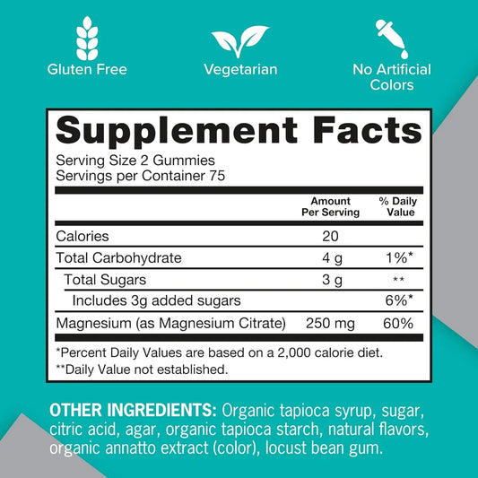 Qunol Magnesium Citrate Gummies Extra Strength 250 mg – 150 Gomitas