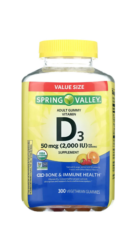 Spring Valley Vitamina D3 Adult Gummies 50 mcg (2000 IU)