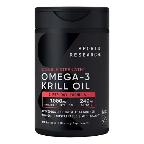 Omega-3 Krill Oil Double Strength 1000 mg – Sports Research (90 Softgels)
