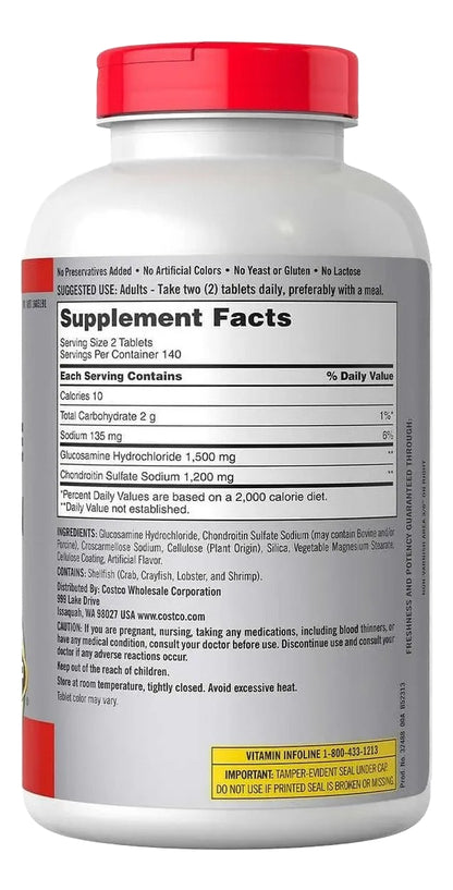 Glucosamine 1500 mg + Chondroitin 1200 mg – Kirkland Signature (280 Tablets)