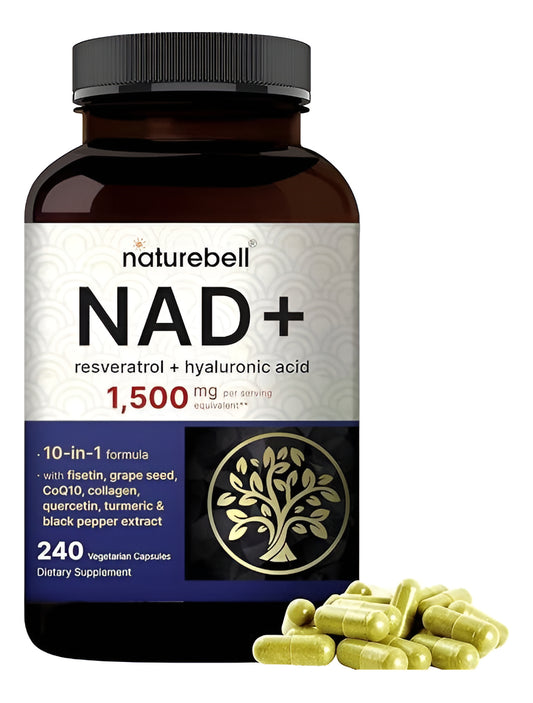 NatureBell NAD+ con Resveratrol y Ácido Hialurónico – 1,500 mg
