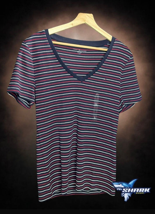 Camiseta Tommy Hilfiger Rayas Cuello V
